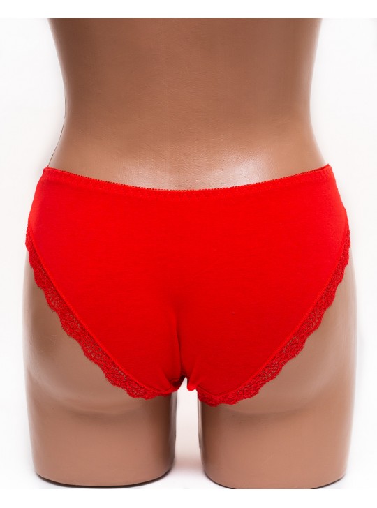 Женские трусики хлопок с кружевом Leonaduty 1865 красные k3458-7