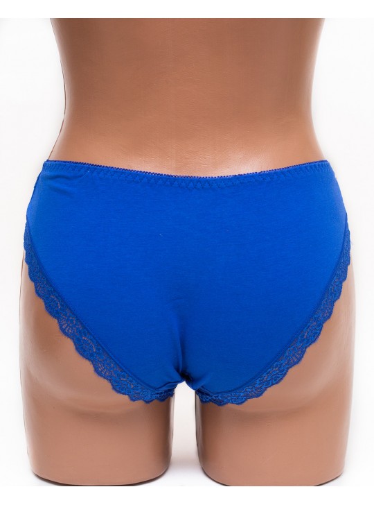 Женские трусики хлопок с кружевом Leonaduty 1865 синие k3458-8