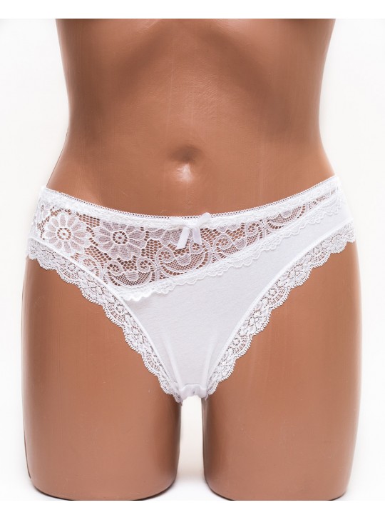 Женские трусики хлопок с кружевом Leonaduty 1865 белые k3458-9
