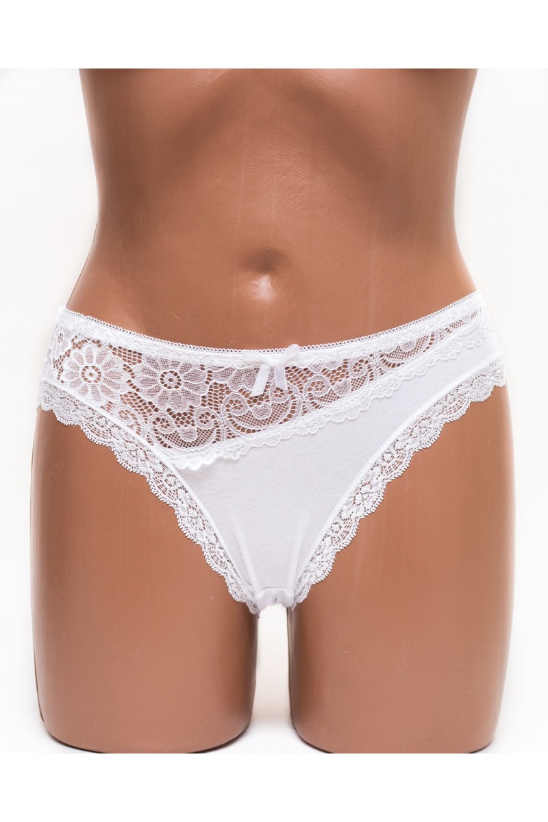 Женские трусики хлопок с кружевом Leonaduty 1865 белые k3458-9