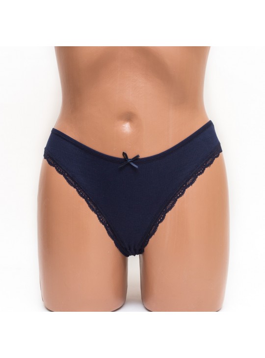 Трусики женские бразилиана хлопок Miss beautiful синие k3485-1