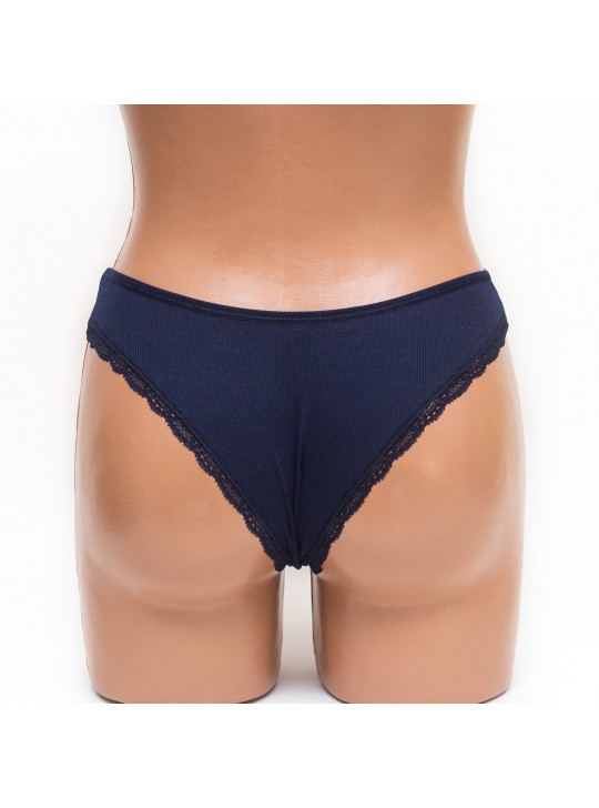 Трусики женские бразилиана хлопок Miss beautiful синие k3485-1
