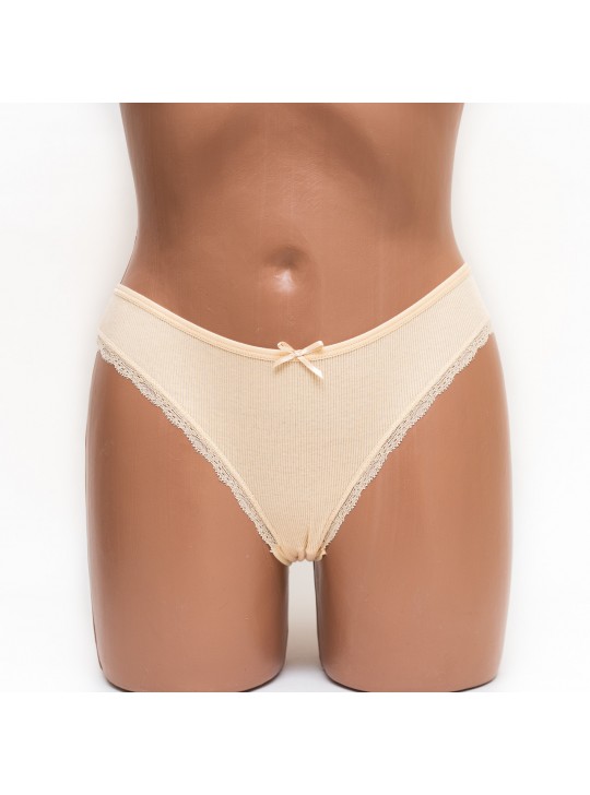 Трусики женские бразилиана хлопок Miss beautiful бежевые k3485-2