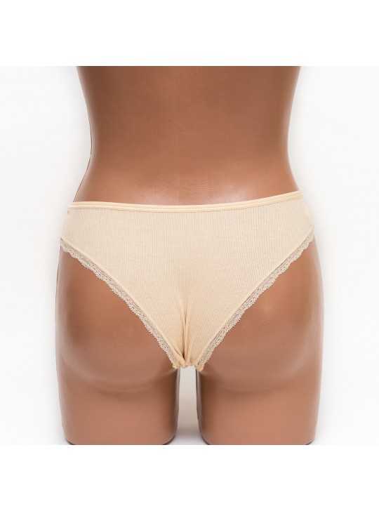 Трусики женские бразилиана хлопок Miss beautiful бежевые k3485-2