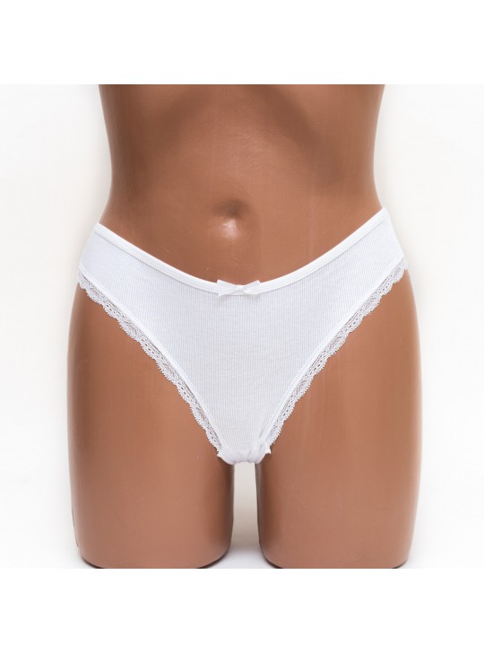 Трусики женские бразилиана хлопок Miss beautiful белые k3485-3