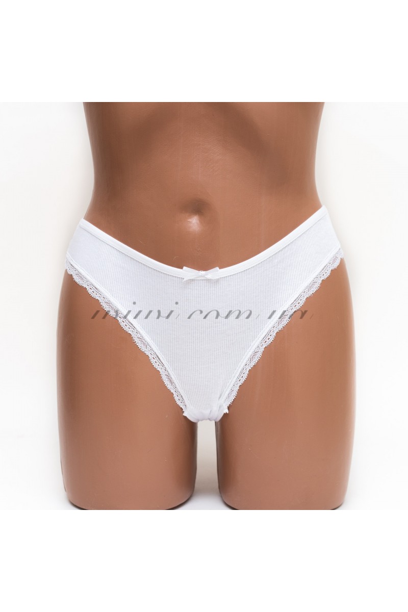 Трусики женские бразилиана хлопок Miss beautiful белые k3485-3