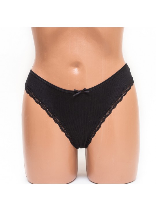 Трусики женские бразилиана хлопок Miss beautiful черные k3485-4