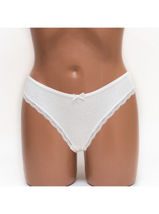 Трусики женские бразилиана хлопок Miss beautiful молочные k3485-5