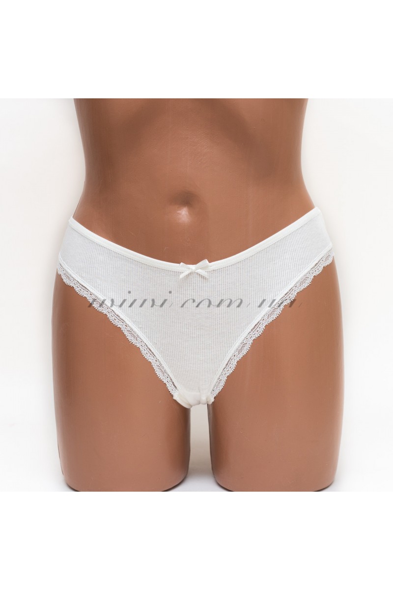 Трусики женские бразилиана хлопок Miss beautiful молочные k3485-5