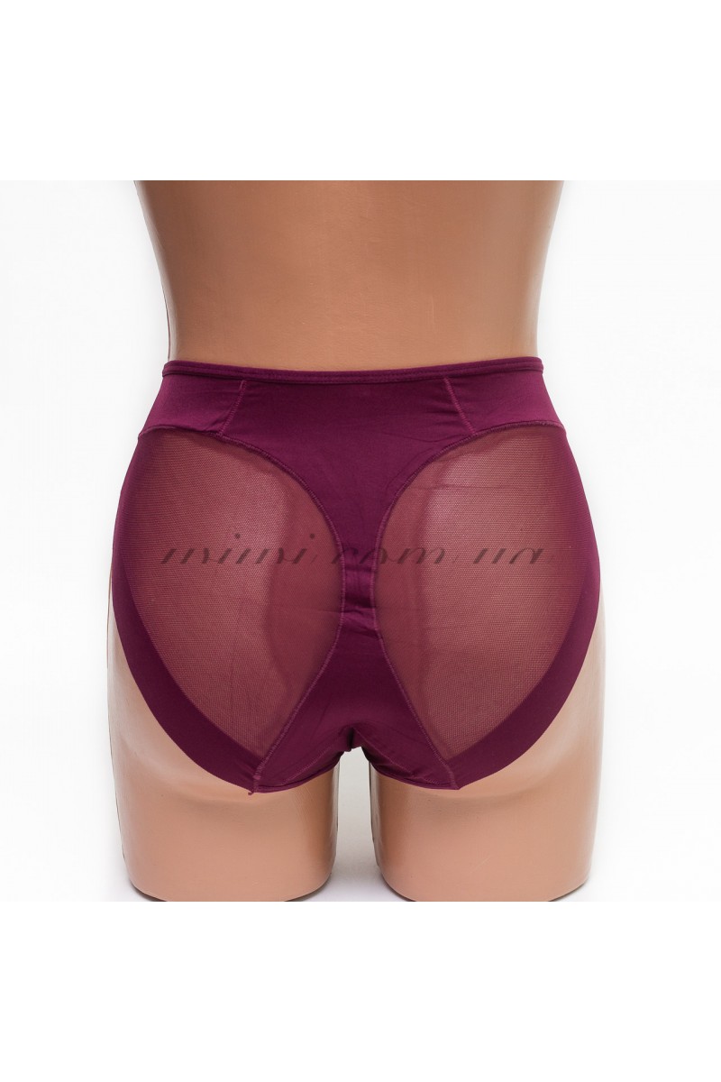 Женские корректирующие трусы-стринги микрофибра с сеткой Lulola 865 марсала k3205-6