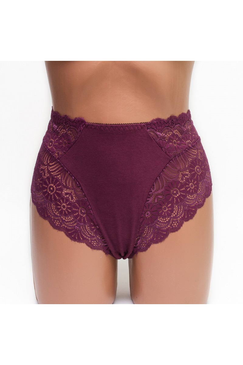 Женские трусики хлопок с кружевом Anttifu 6289 марсала k3511-1