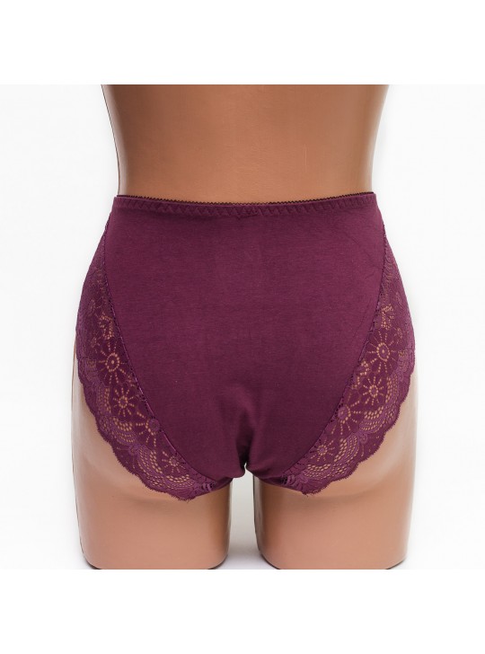 Женские трусики хлопок с кружевом Anttifu 6289 марсала k3511-1