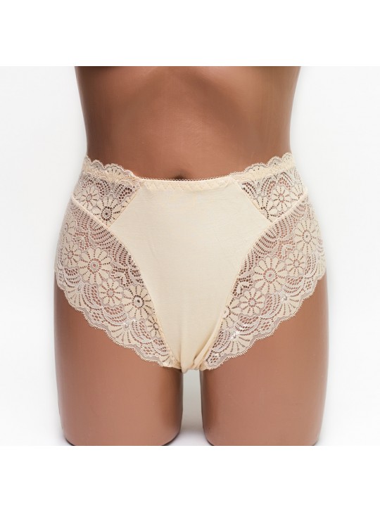 Женские трусики хлопок с кружевом Anttifu 6289 бежевые k3511-2