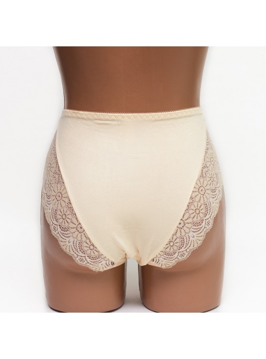 Женские трусики хлопок с кружевом Anttifu 6289 бежевые k3511-2