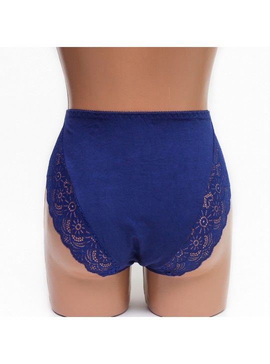 Женские трусики хлопок с кружевом Anttifu 6289 синие k3511-3