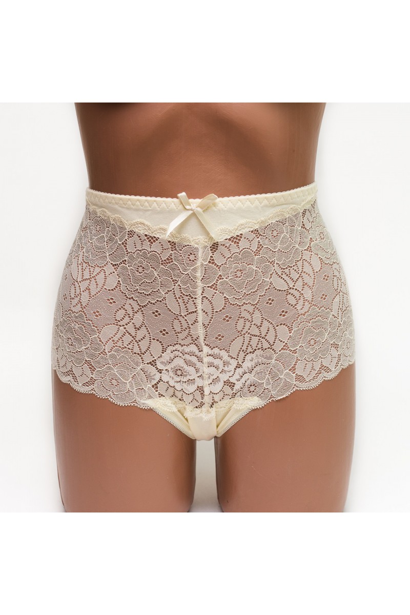 Женские трусики хлопок с кружевом Biweier 808 молочные k3540-1