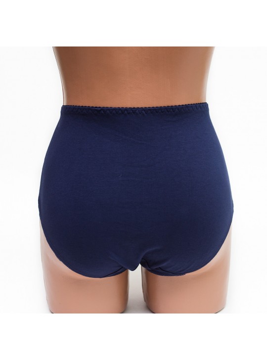 Женские трусики хлопок с кружевом Biweier 808 синие k3540-2