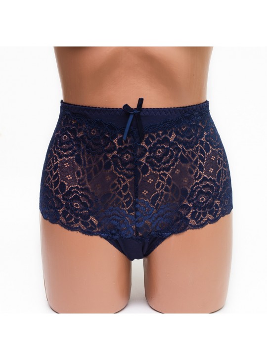 Женские трусики хлопок с кружевом Biweier 808 синие k3540-2