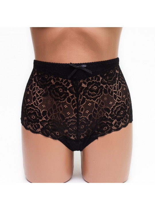Женские трусики хлопок с кружевом Biweier 808 черные k3540-4