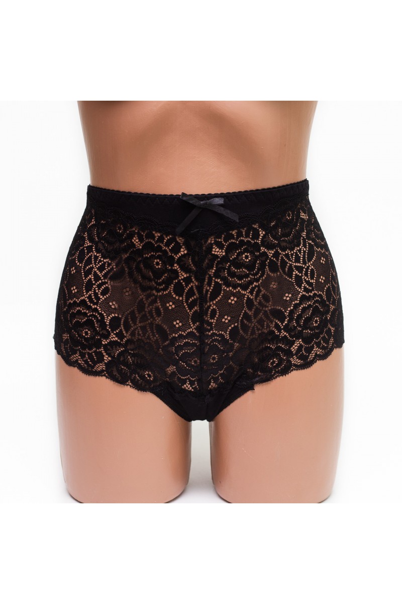 Женские трусики хлопок с кружевом Biweier 808 черные k3540-4