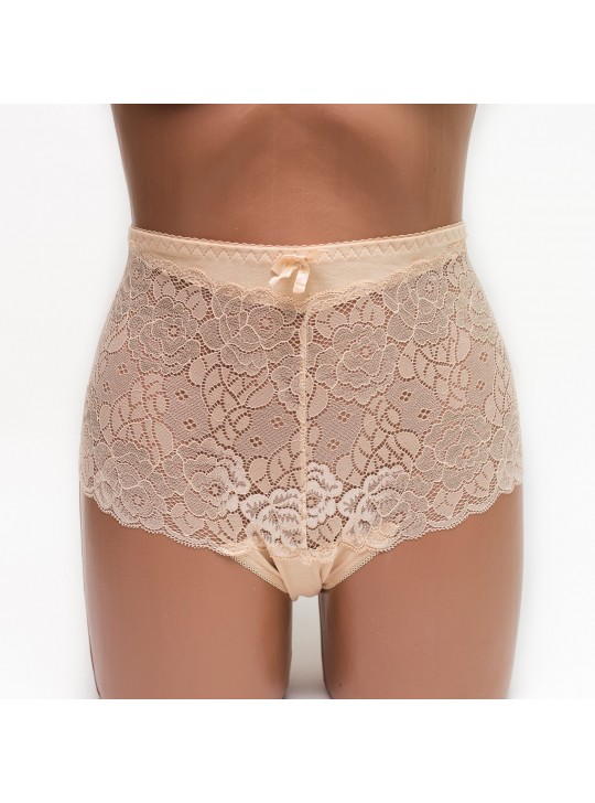Женские трусики хлопок с кружевом Biweier 808 бежевые k3540-5
