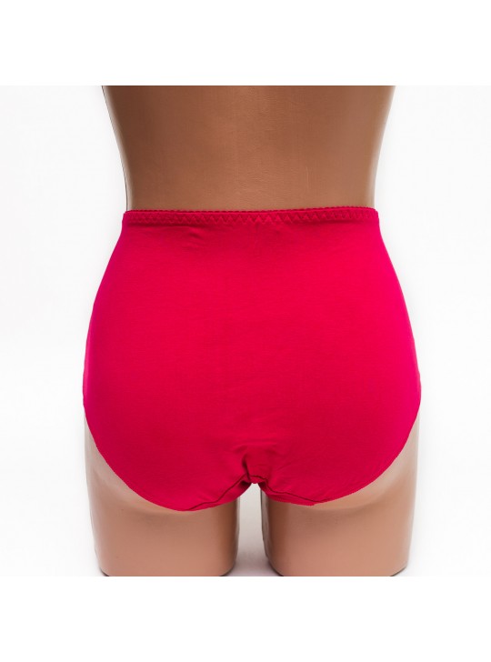 Женские трусики хлопок с кружевом Biweier 808 малиновые k3540-7
