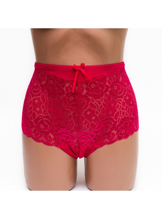 Женские трусики хлопок с кружевом Biweier 808 малиновые k3540-7