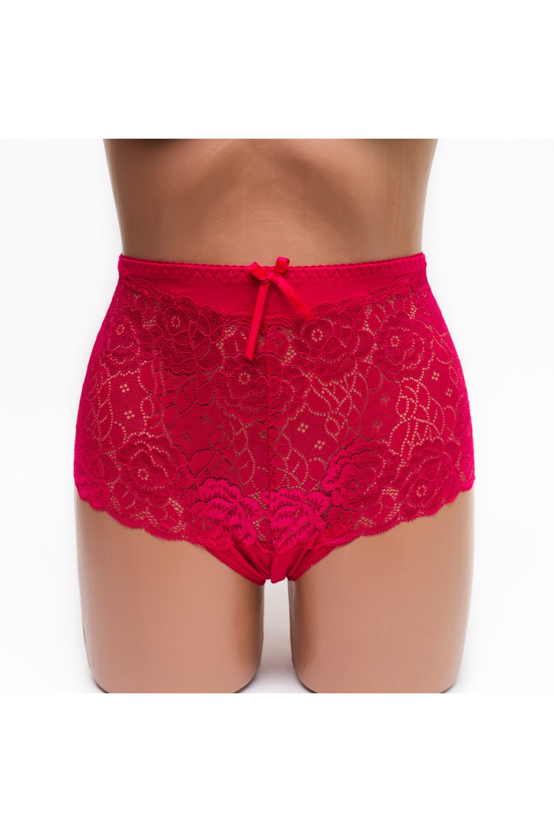 Женские трусики хлопок с кружевом Biweier 808 малиновые k3540-7