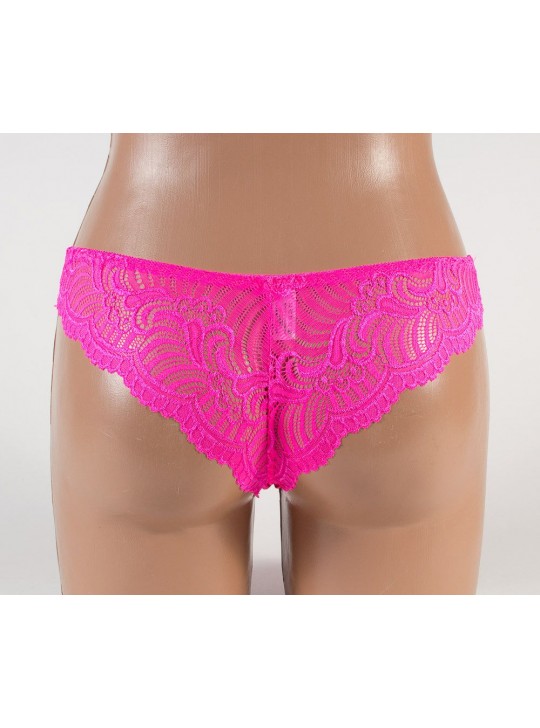 Бесшовные трусики с кружевом малиновые  k3010