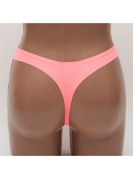 Женские трусы стринги бесшовные персик - неон Hana k8125-7