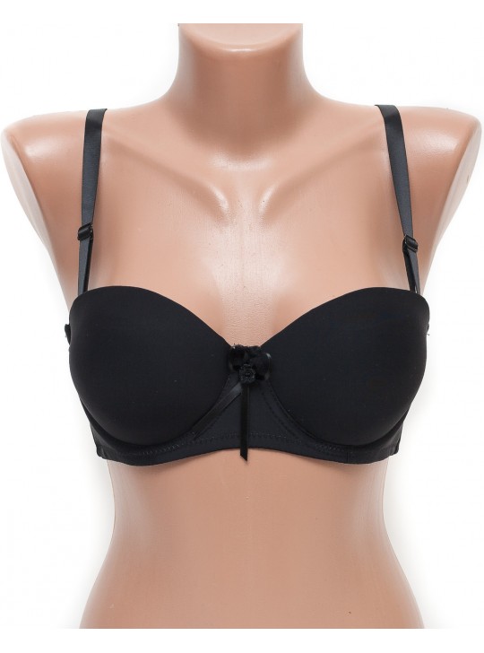 Бюстгальтер балконет пуш-ап гладкая чашка 6766 черный 75В K5132-1-75B
