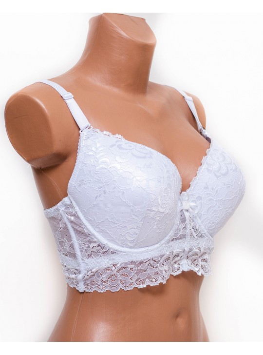 Бюстгальтер бюстье кружевной 100D Biweier 8473 белый k5166-1
