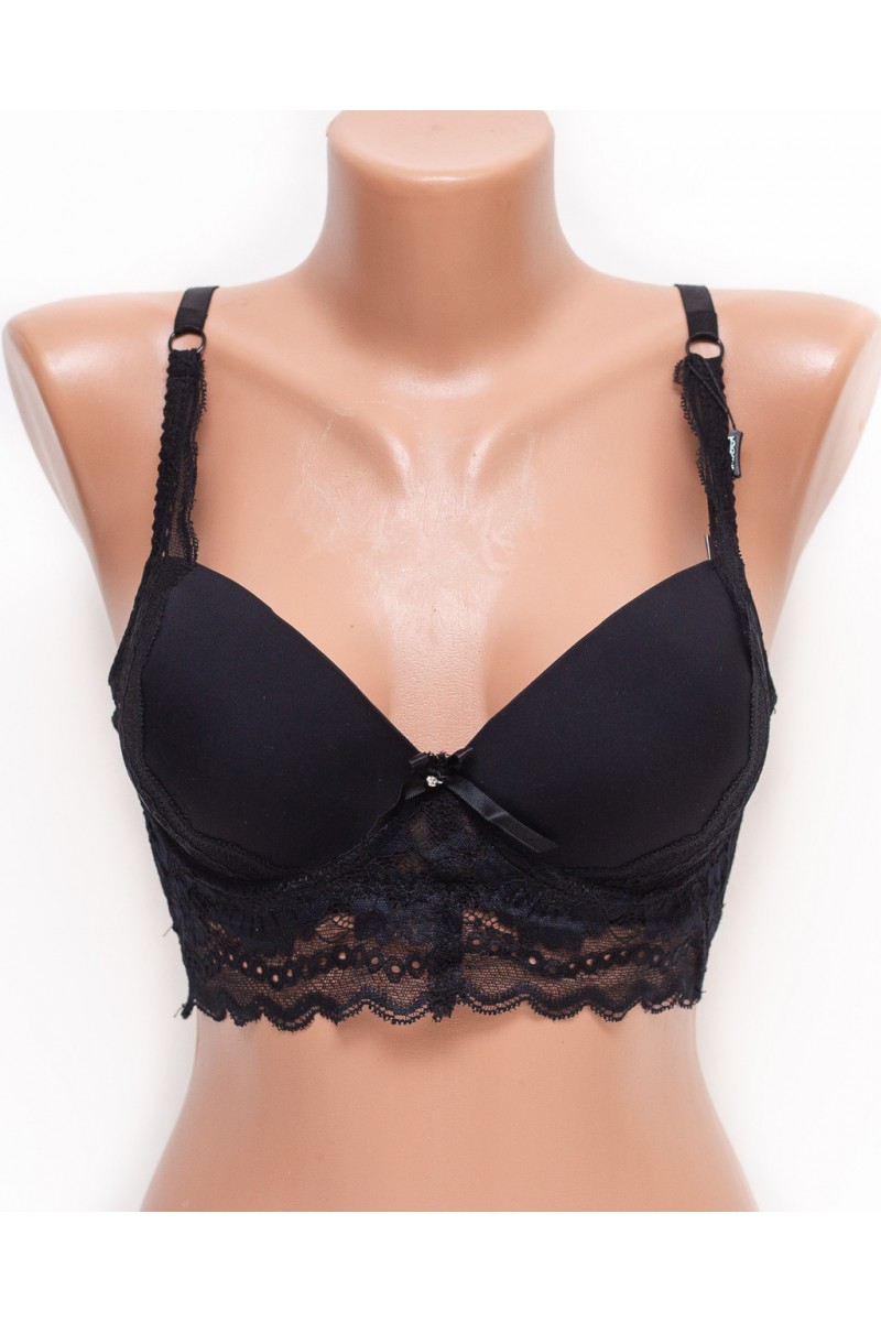 Бюстье бюстгальтер с гипюром Biweier 8491 черный k5180-1
