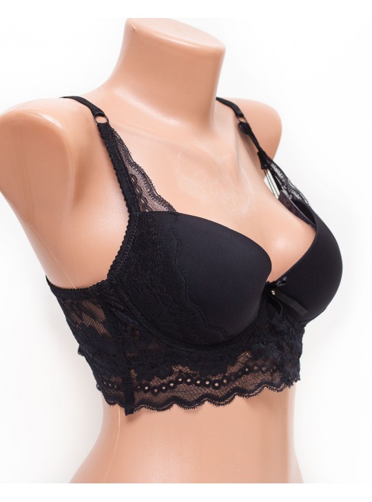 Бюстье бюстгальтер с гипюром Biweier 8491 черный k5180-1