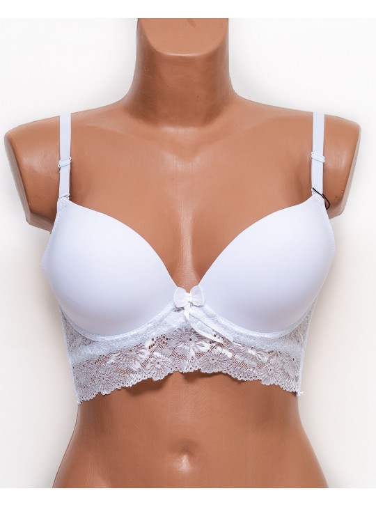 Бюстгальтер бюстье с гипюром Biweier 71104 белый k5179-2