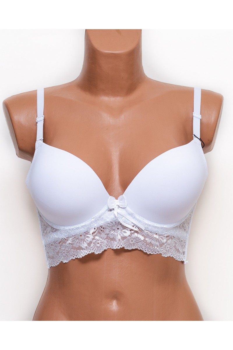 Бюстгальтер бюстье с гипюром Biweier 71104 белый k5179-2