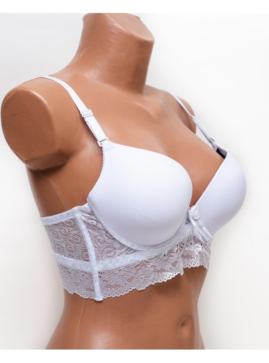 Бюстгальтер бюстье с гипюром Biweier 71104 белый k5179-2