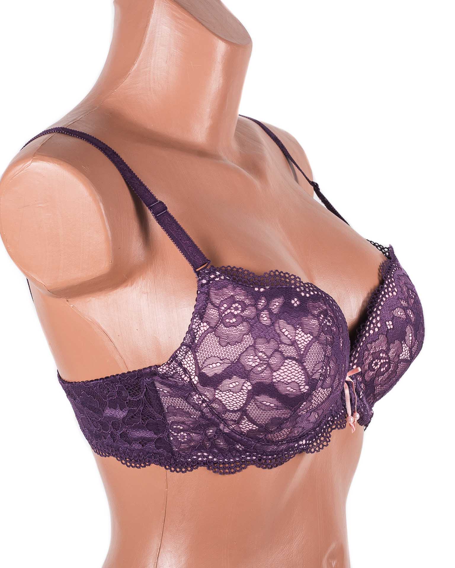 Бюстгальтер пуш ап з мереживною спинкою Anfen 2-013 фіолетовий 2-013-1