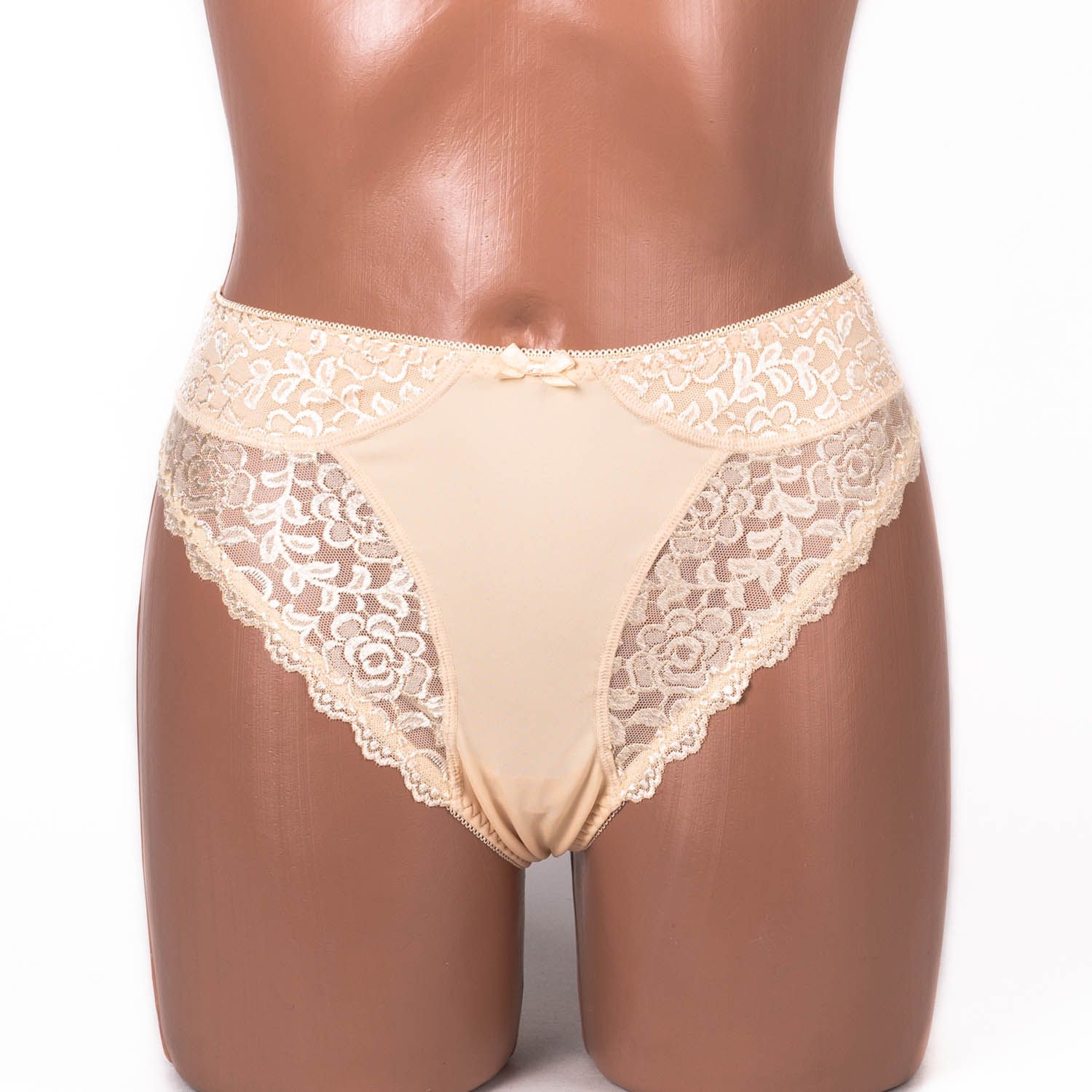 Трусики-стрінги мереживні мікрофібра Anfen 408-55 бежеві 4093-1