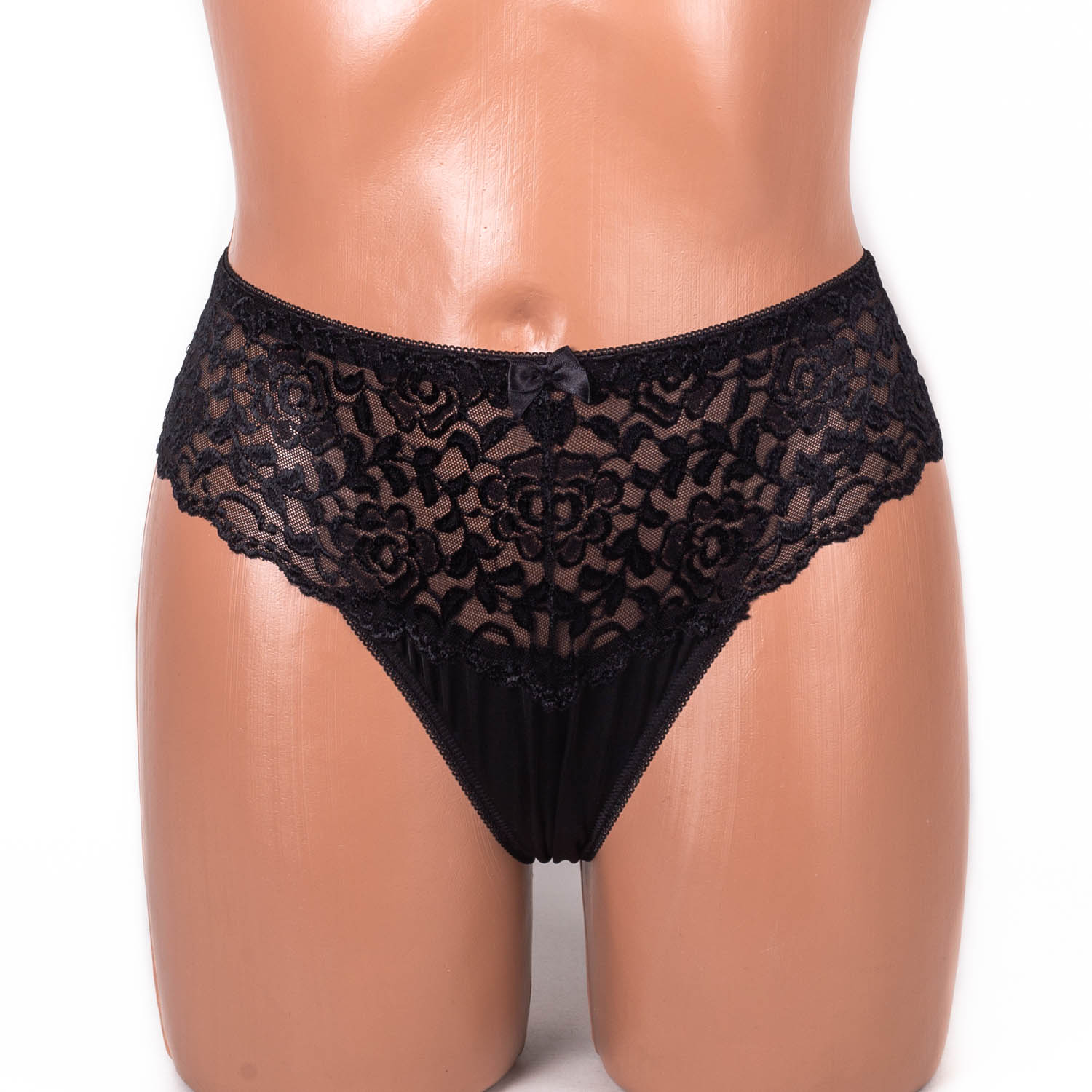 Трусики мереживні з мікрофіброю Anfen 708-33-1 чорні 4092-5