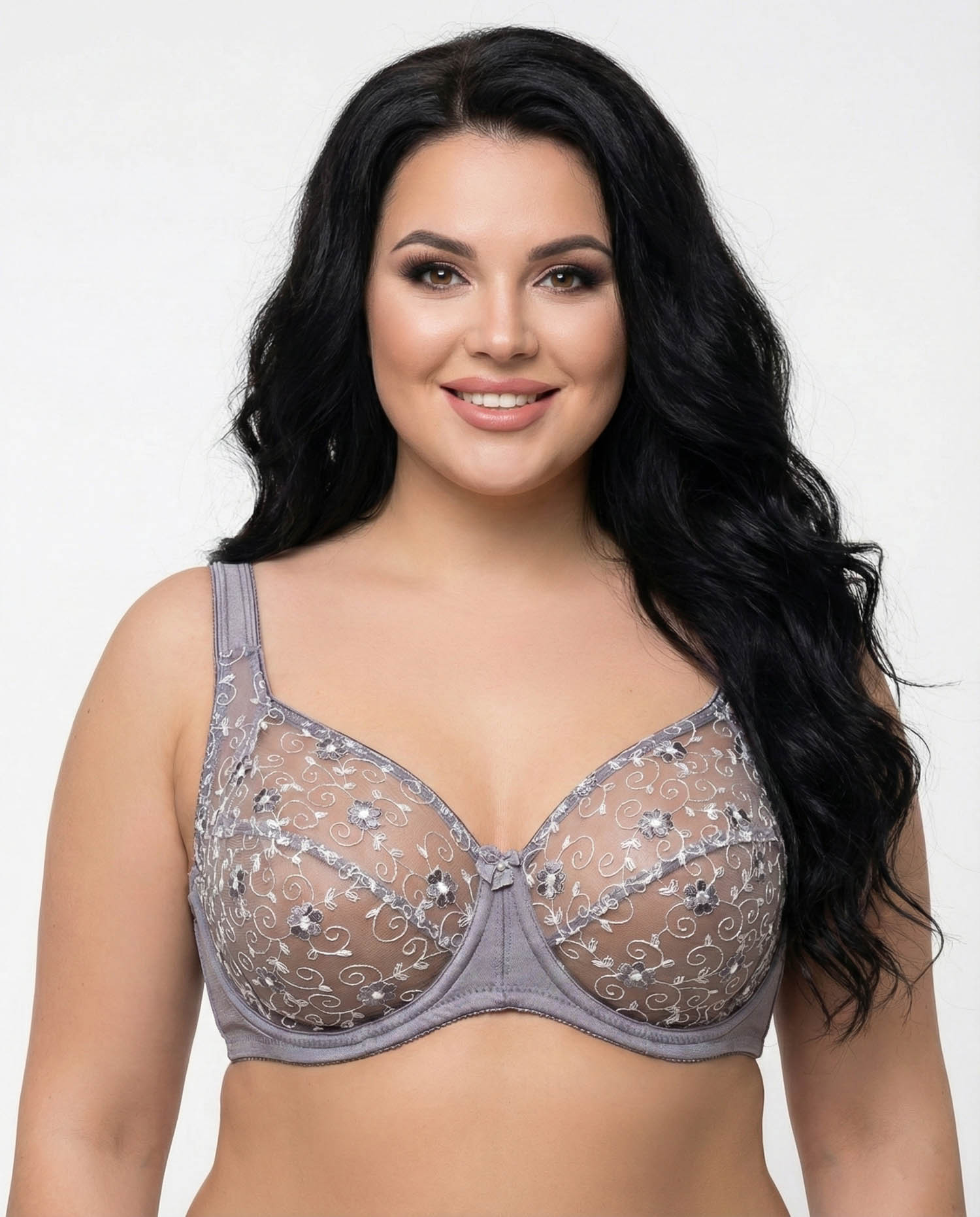 Бюстгальтер з прозорою чашкою Lanny mode 11245 сірий 11245-10 Бюстгальтер з прозорою чашкою Lanny mode 11245 сірий 11245-10