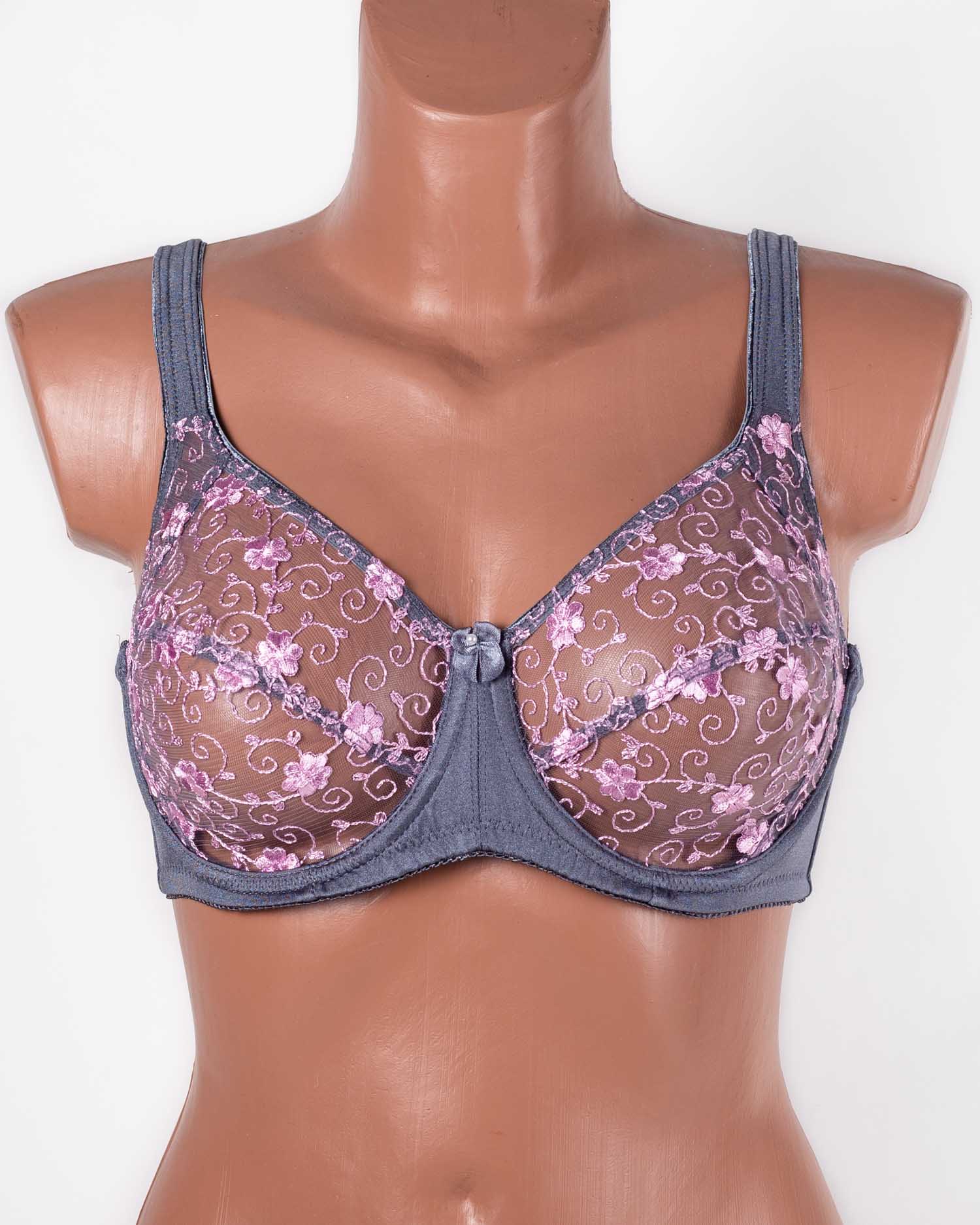 Бюстгальтер з прозорою чашкою Lanny mode 11245 сірий 11245-8