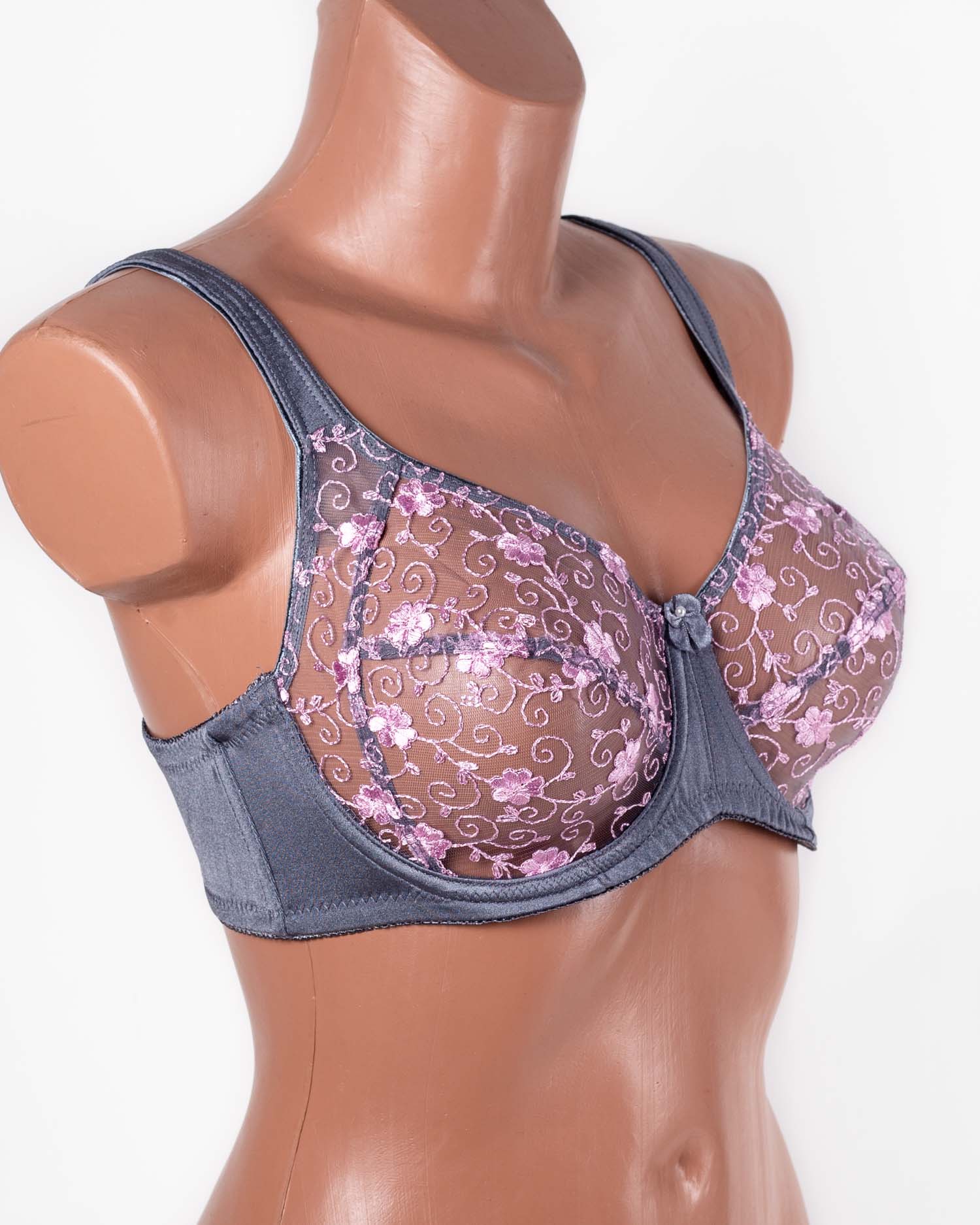 Бюстгальтер з прозорою чашкою Lanny mode 11245 сірий 11245-8