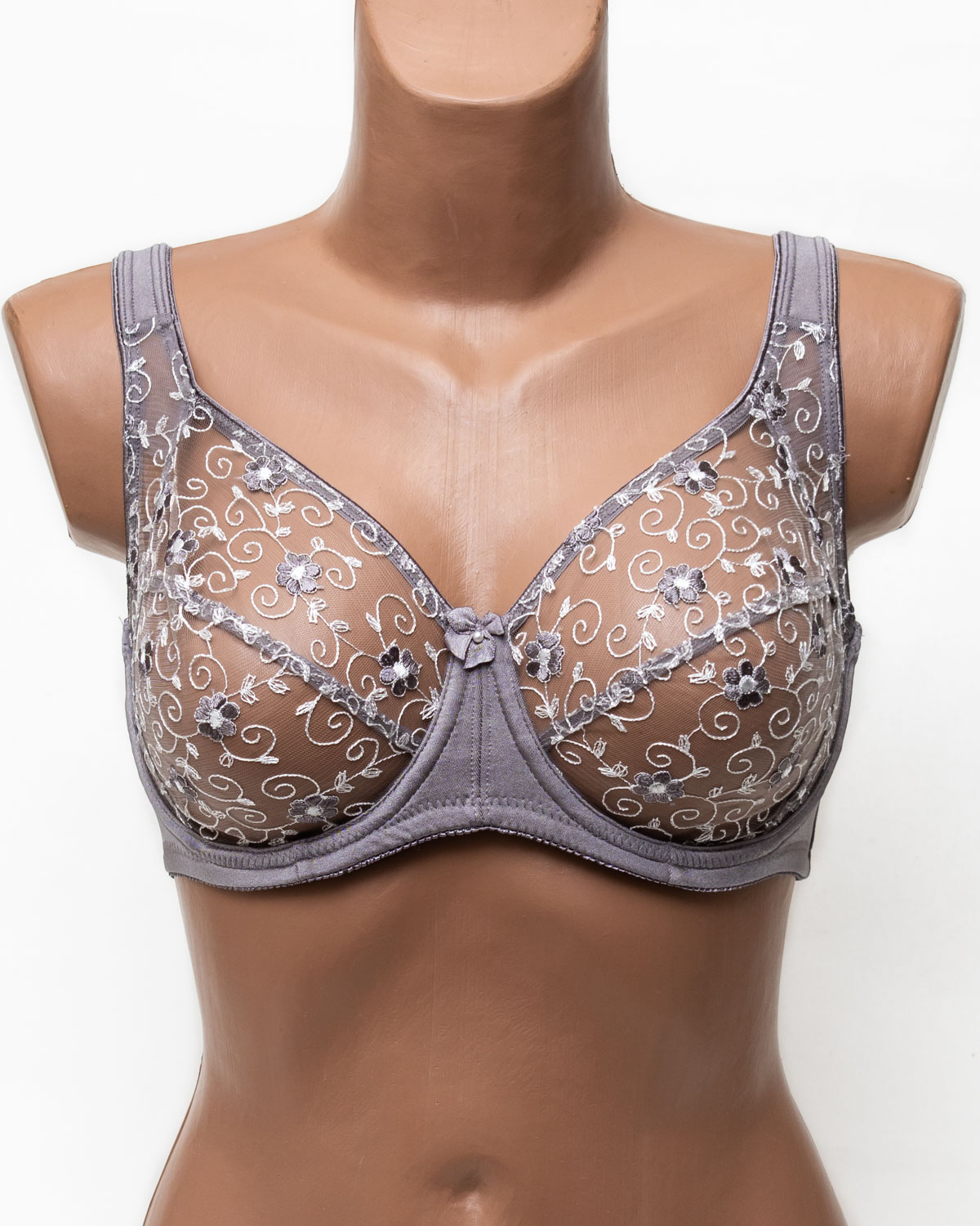 Бюстгальтер з прозорою чашкою Lanny mode 11245 сірий 11245-10 Бюстгальтер з прозорою чашкою Lanny mode 11245 сірий 11245-10