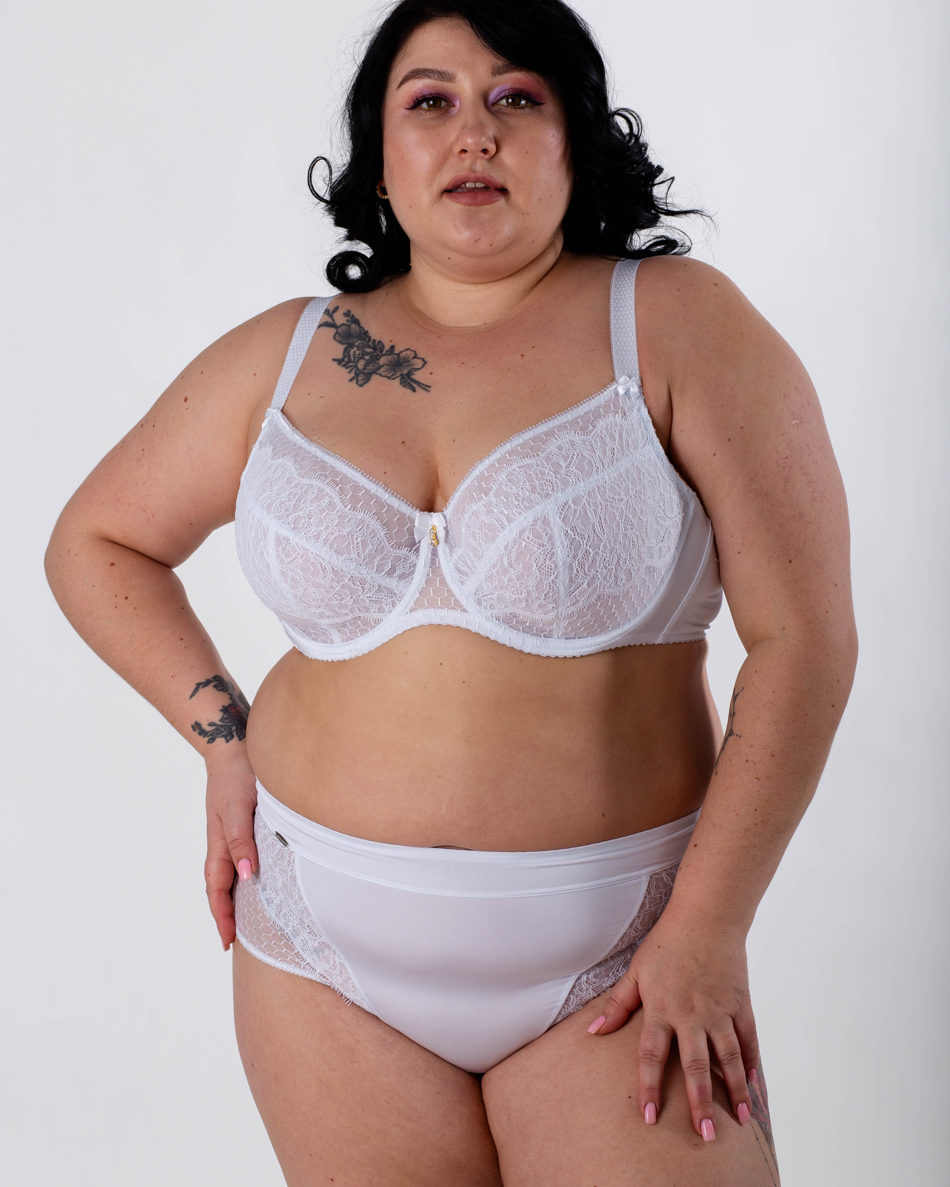 Бюстгальтер з мереживом та вишивкою Lanny mode 11347 білий 11347-3