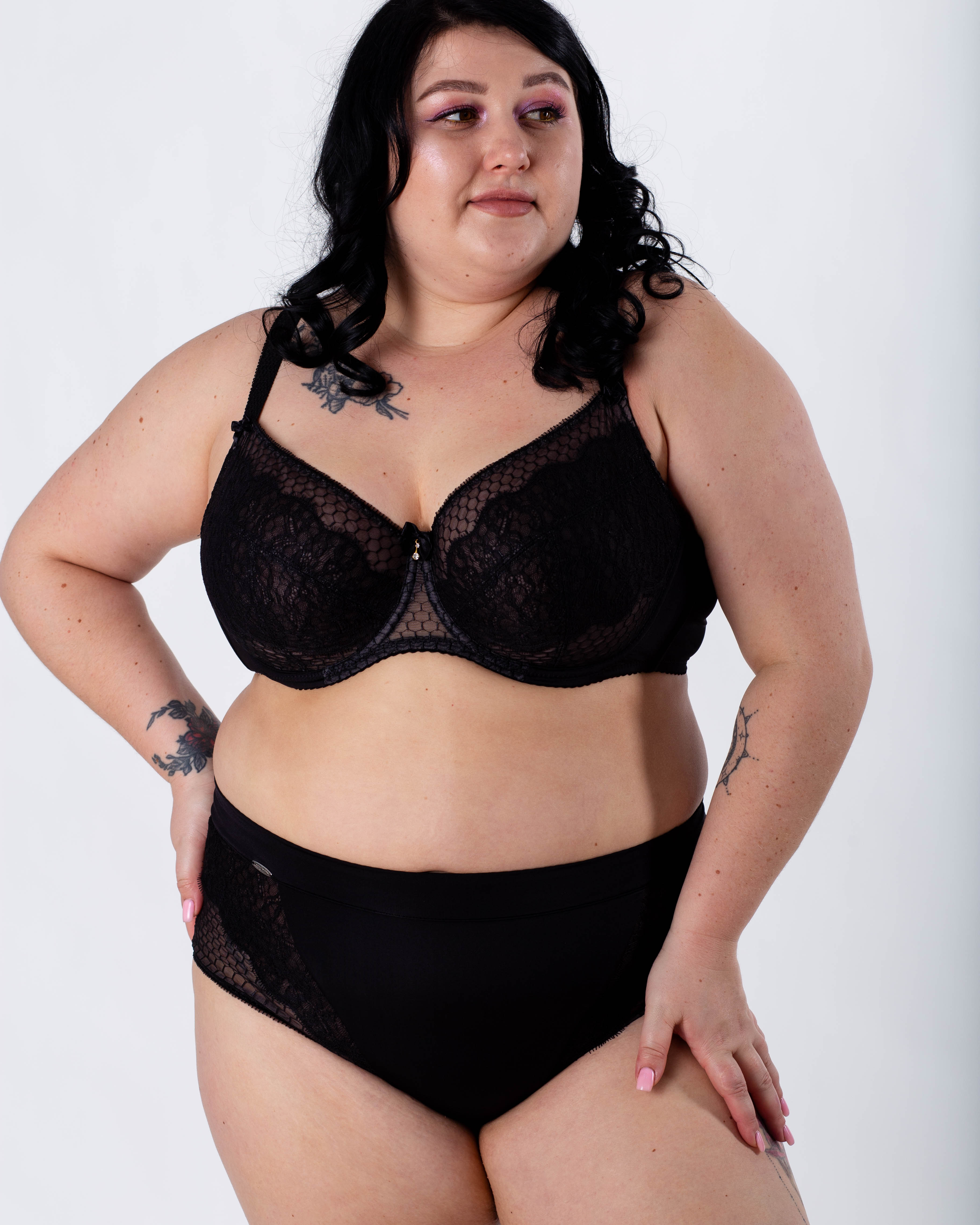 Бюстгальтер з мереживом та вишивкою Lanny mode 11347 чорний з сірим 11347-4