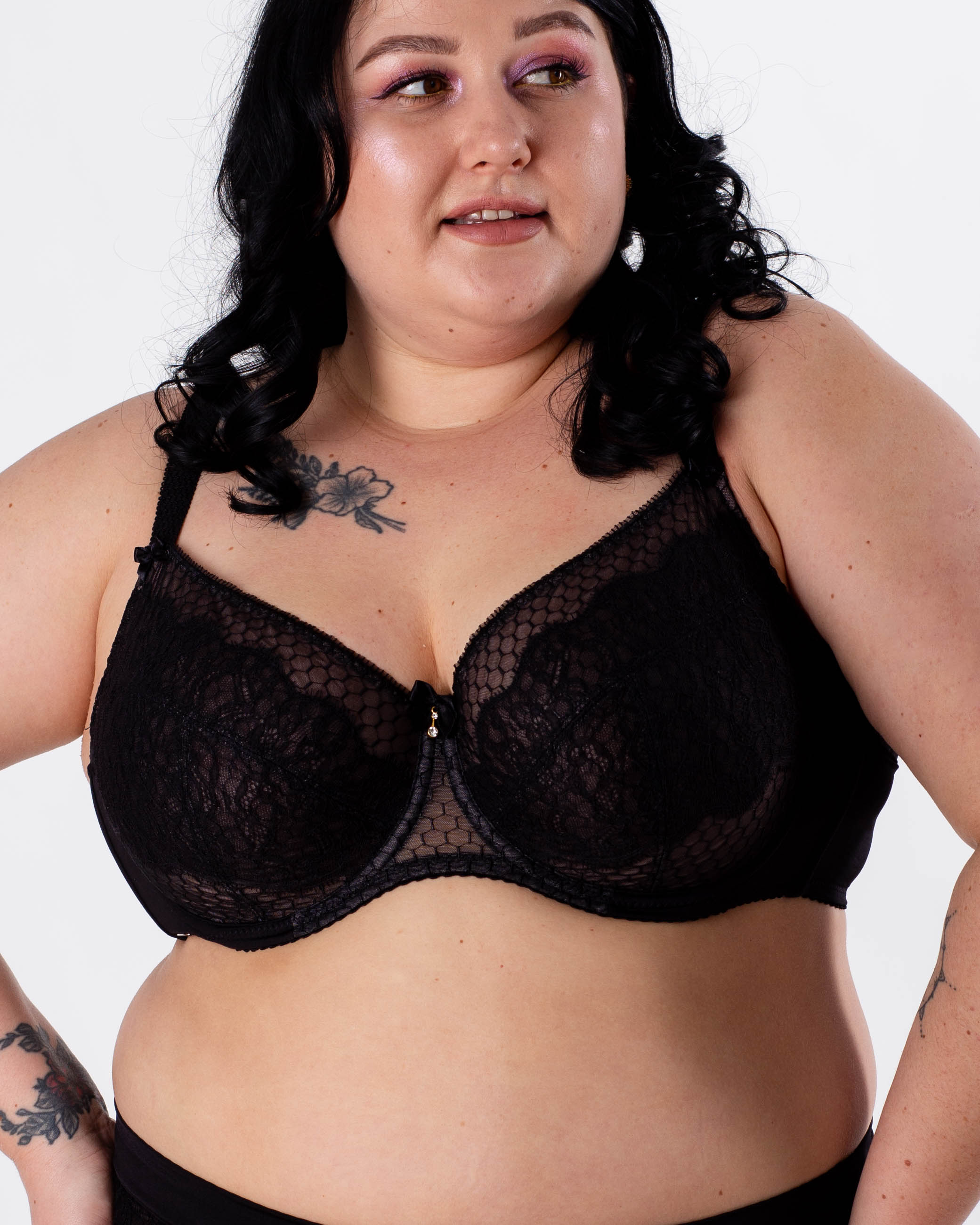 Бюстгальтер з мереживом та вишивкою Lanny mode 11347 чорний з сірим 11347-4