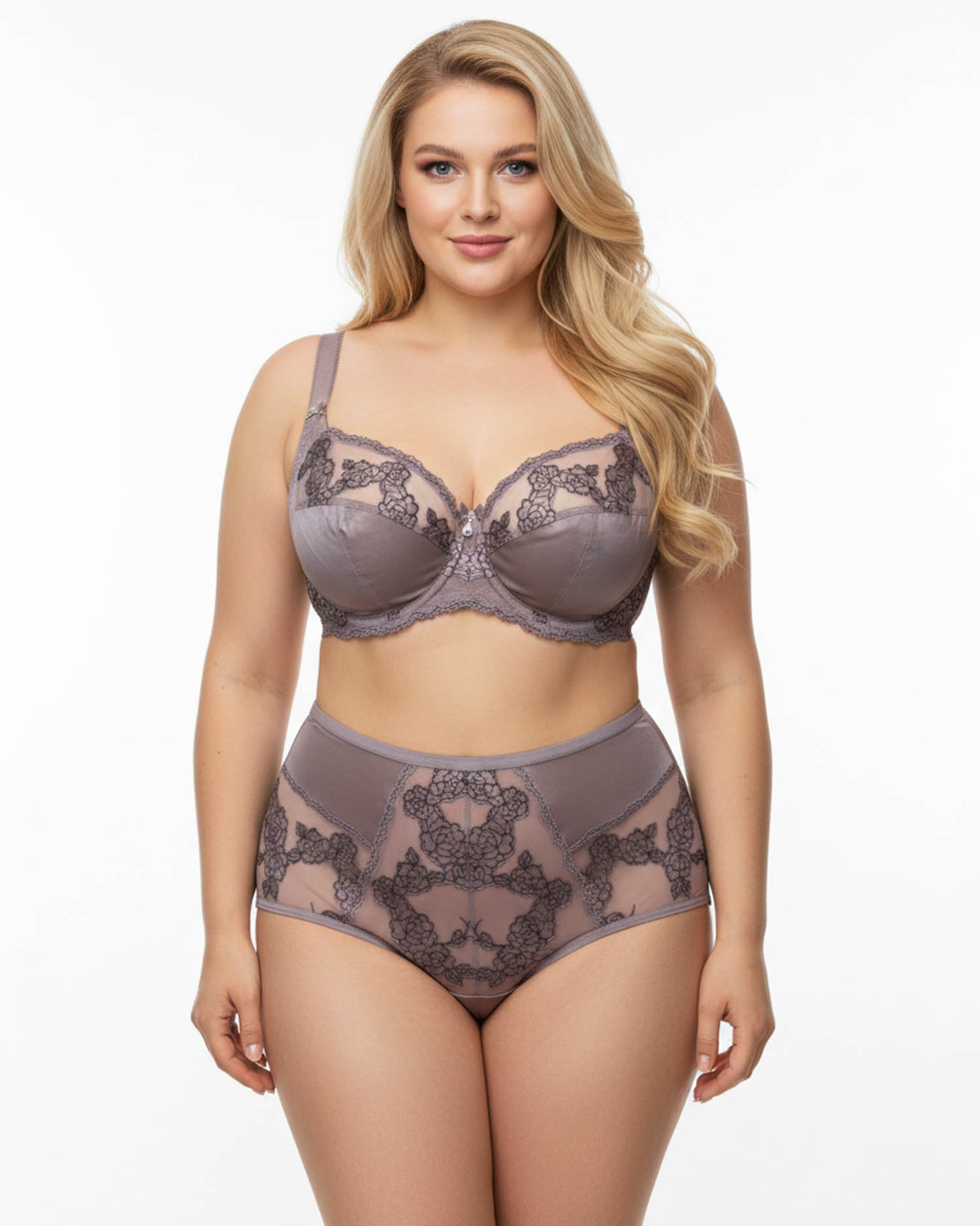 Бюстгальтер Lanny mode атласний з вишивкою 11599 капучіно 11599-4