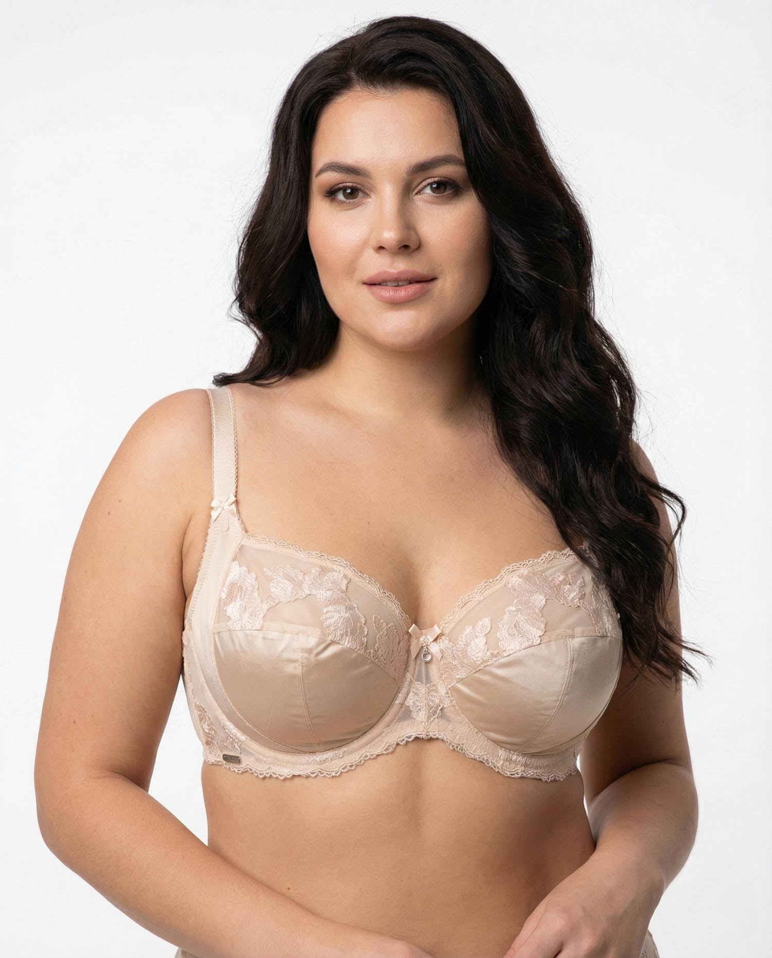 Бюстгальтер Lanny mode атласний з вишивкою 11599 бежевий 11599-6