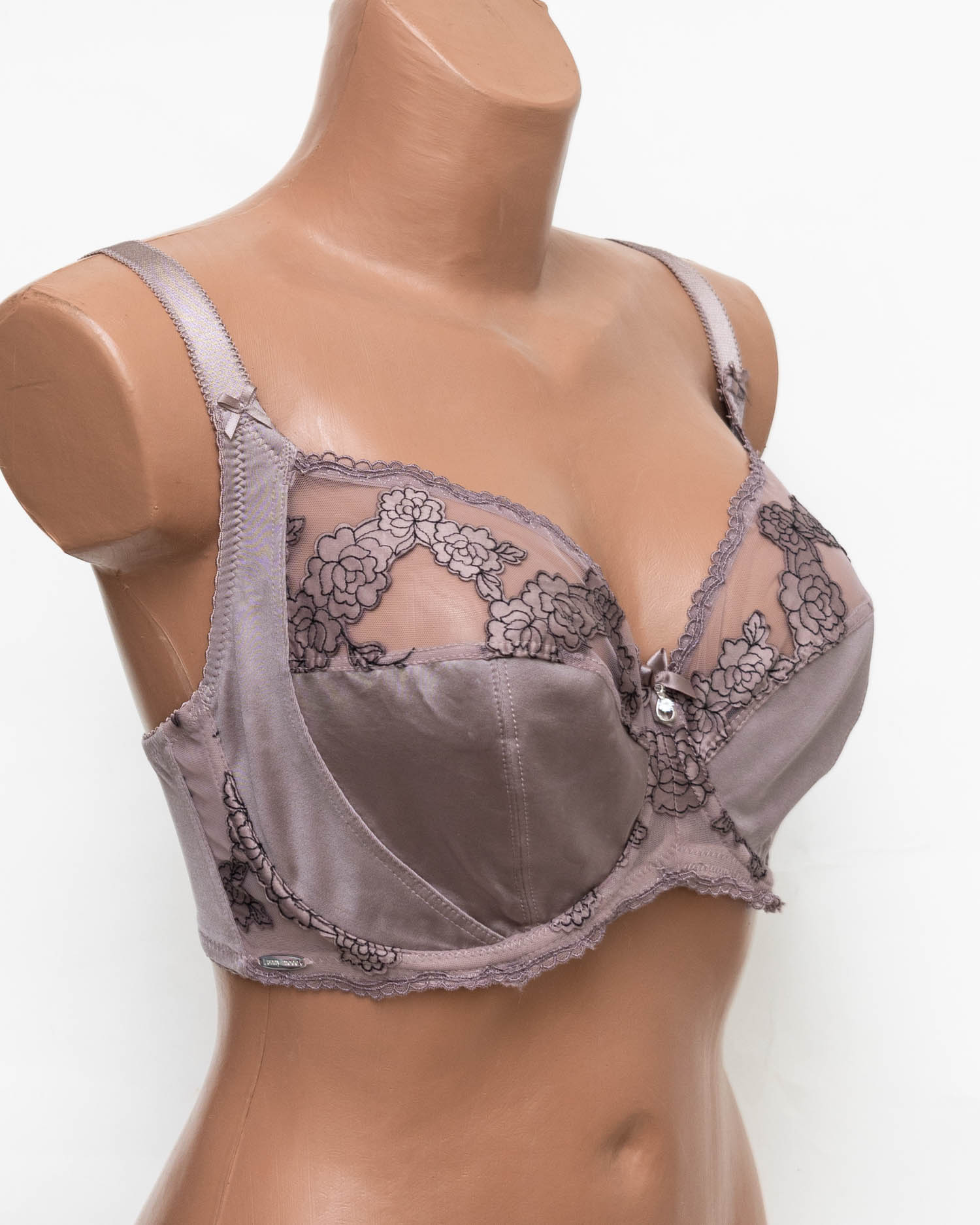 Бюстгальтер Lanny mode атласний з вишивкою 11599 капучіно 11599-4